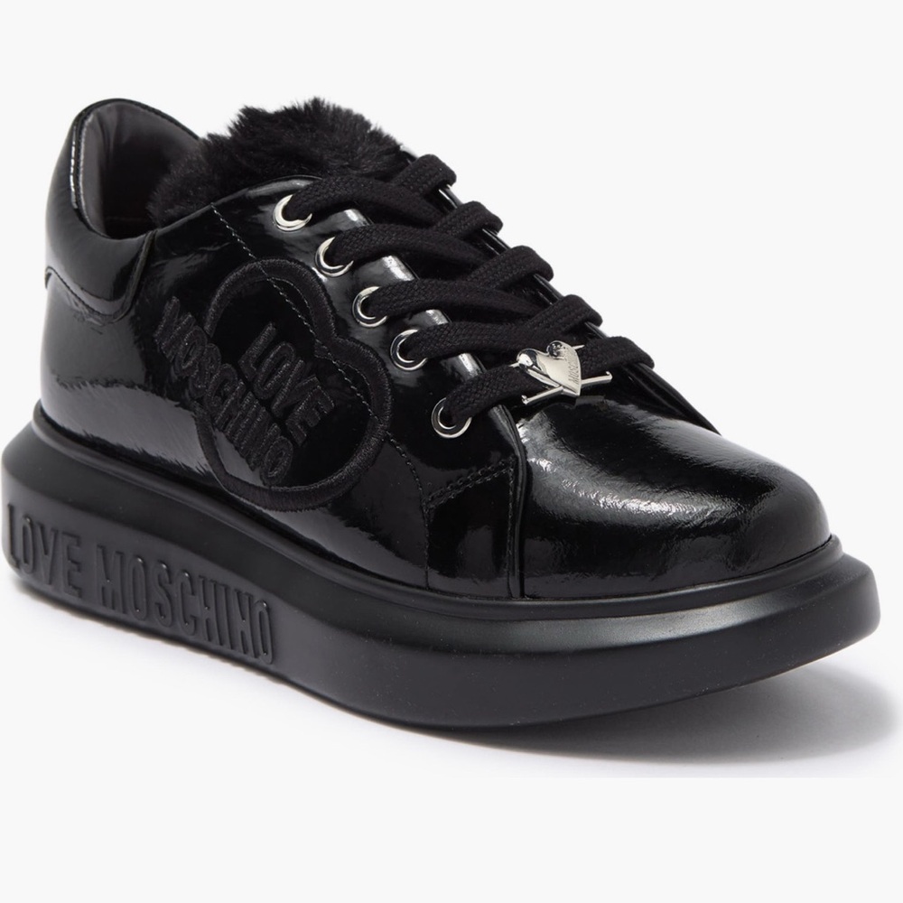 Love Moschino Glossy Black Sneakers